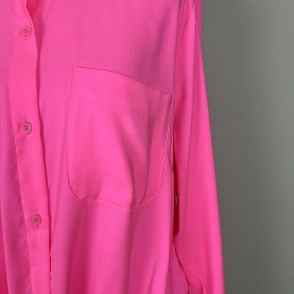 Express Shirt Top Women Large Relaxed Portofino Tie Front Button Long Sleeve NEW - Picture 4 of 13